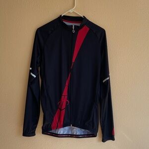 Men’s Hincapie Black and Red Cycling Jersey, Three Pocket, Size Large